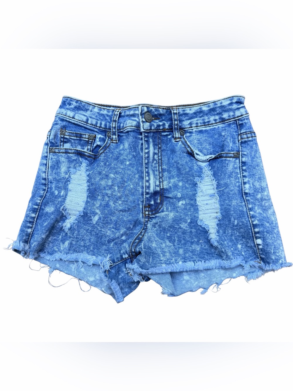 Judy Blue Acid Wash Blue Distressed Jean Shorts